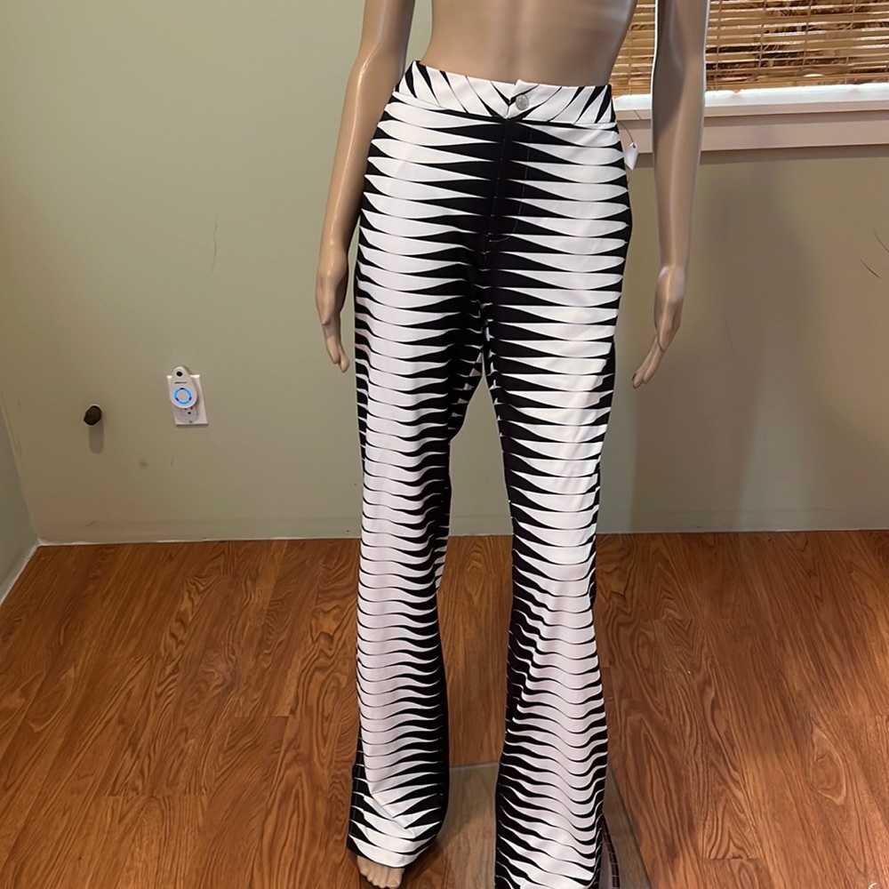 Akira Fun Zebra Print Pants With Slit At Cuff Bottom XL